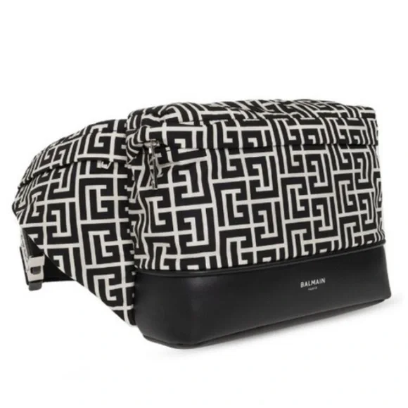 NEW Authentic Balmain Black White City All-Over Belt Bag Waist Bag - Picture 2 of 10
